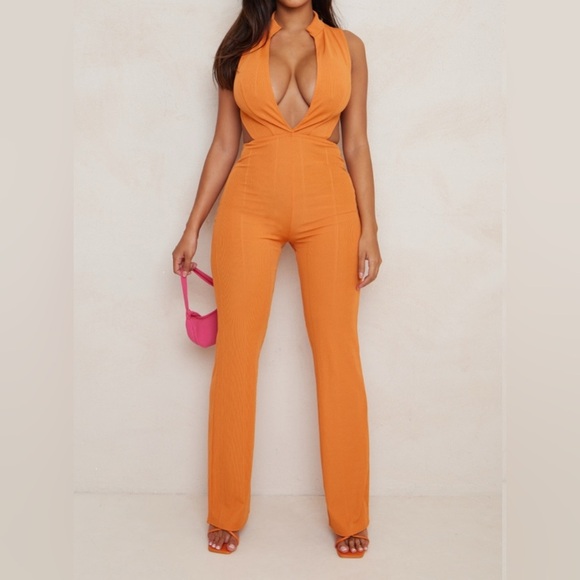 Orange Cutout Jumpsuit - Picture 1 of 4